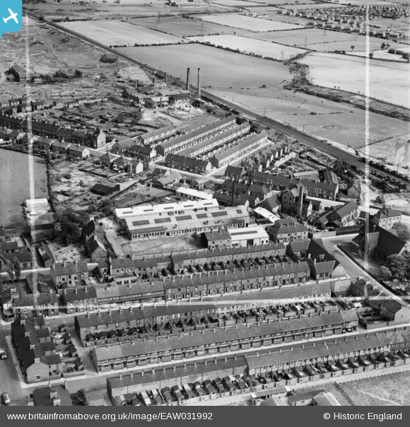eaw031992 ENGLAND (1950). The Darlington Laundry on Barton Street and environs, Darlington, 1950