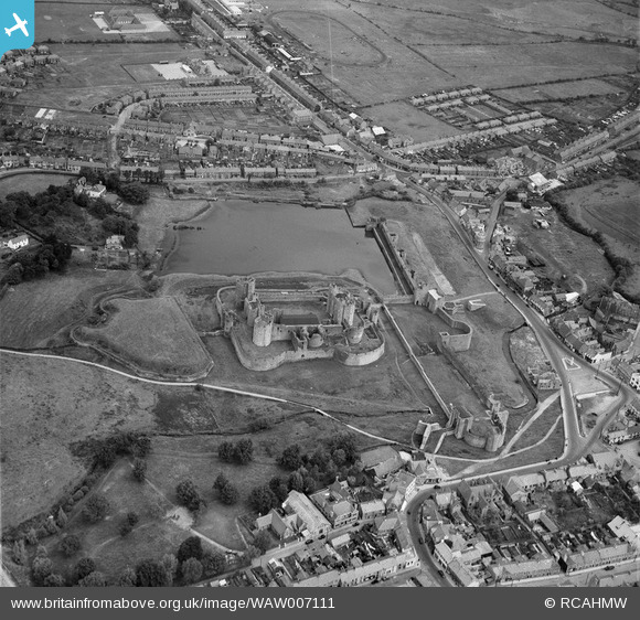 WAW007111 WALES (1947). View of Caerphilly showing castle and Virginia ...