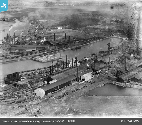 WPW051688 WALES (1936). View of Briton Ferry showing the docks, oblique ...